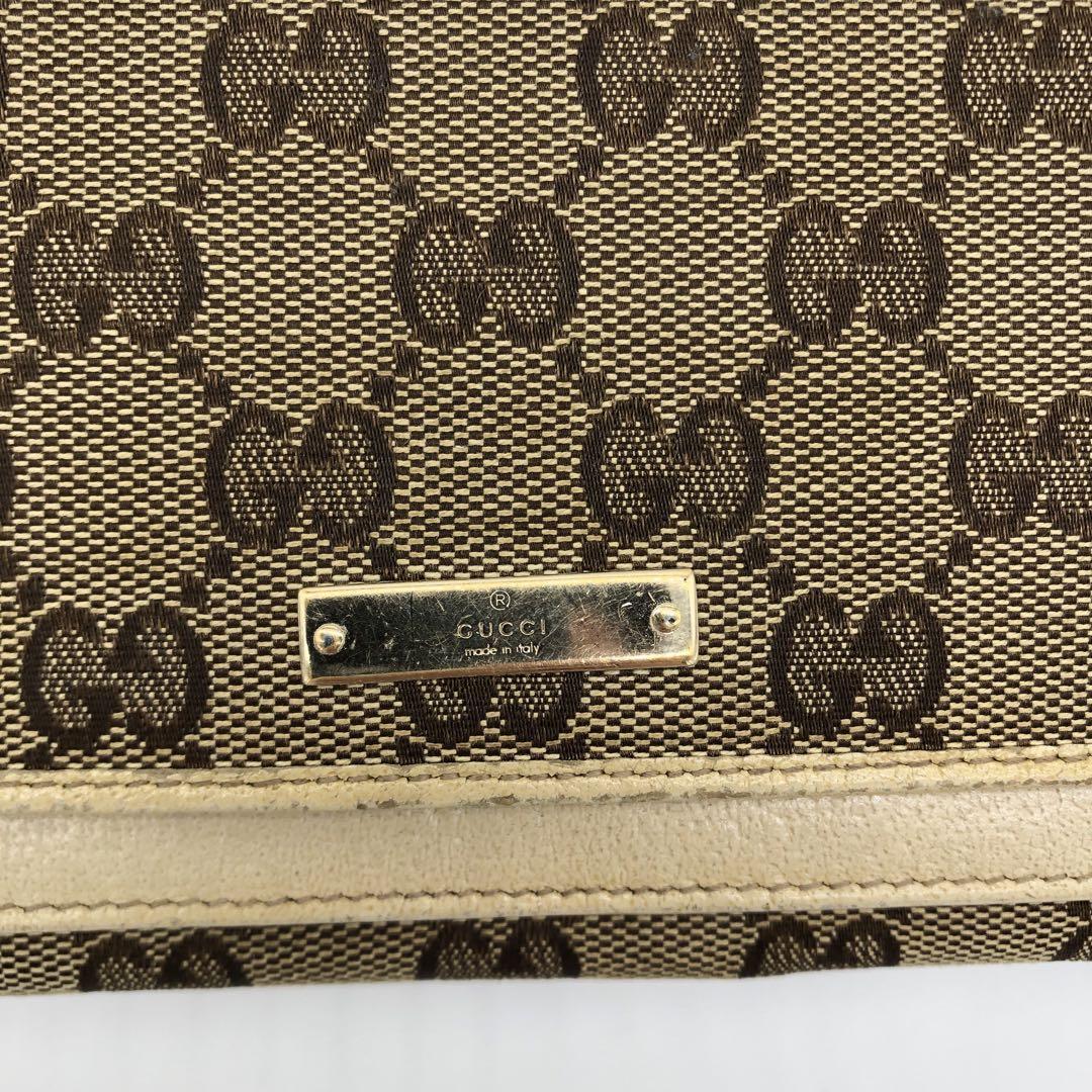 GUCCI グッチ 長財布 シェリーライン GG柄 ベージュ キャンバス