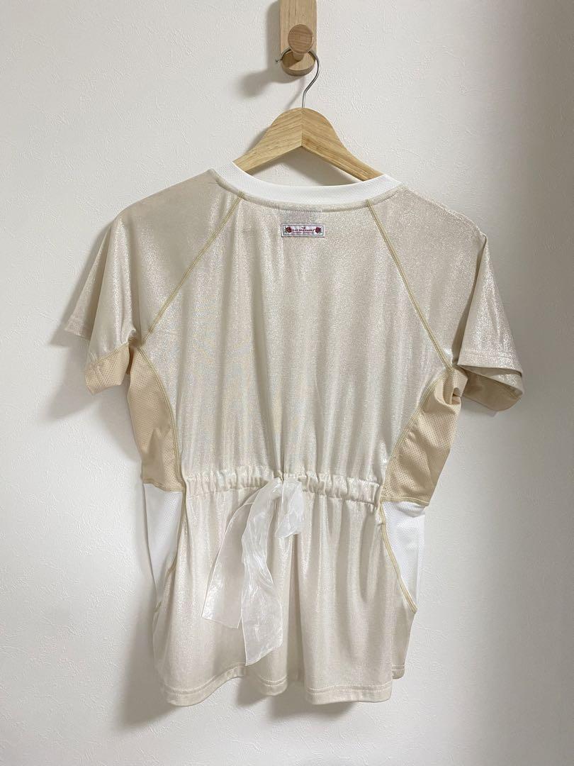 SCULPTOR 光沢VネックTシャツ ベージュ