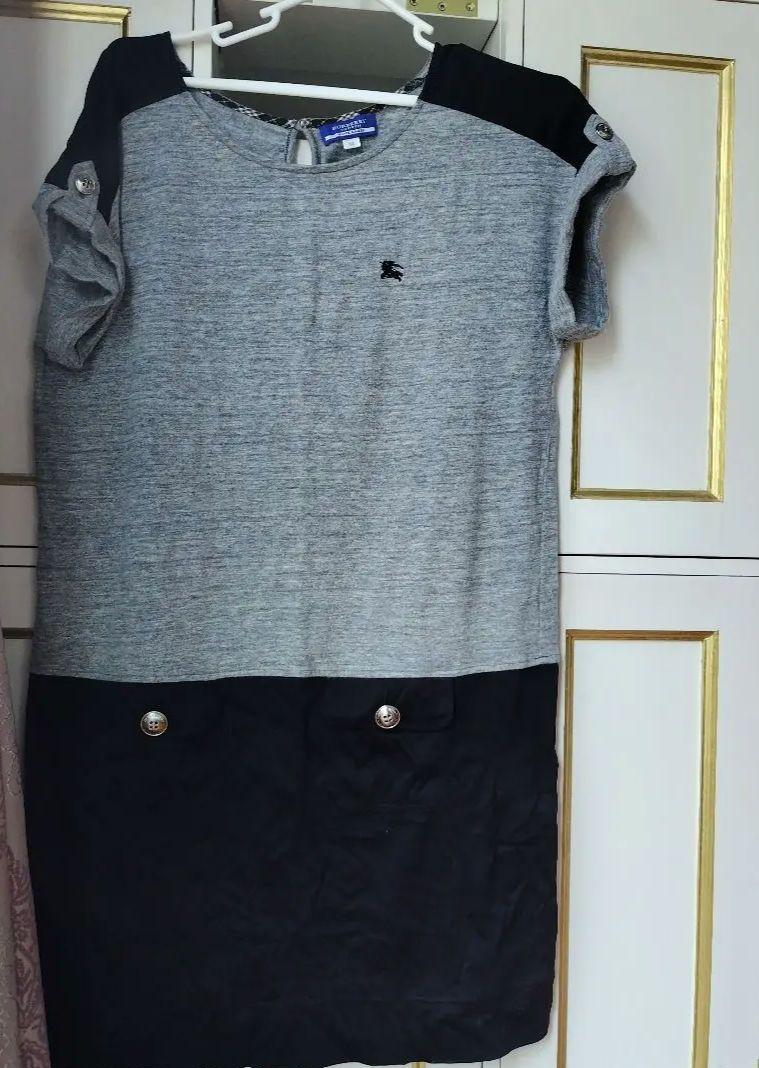 【美品】バーバリー　半袖チュニック M グレー/ブラック　ワンピース