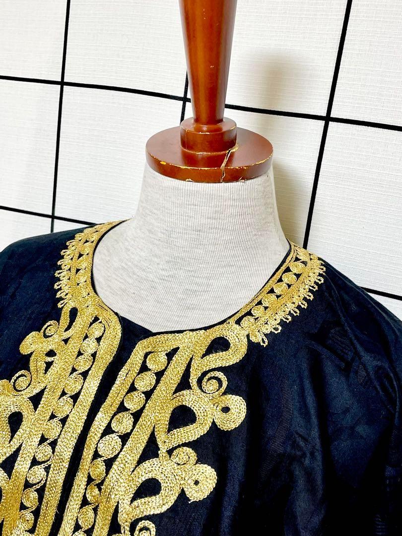 vintageヴィンテージワンピース刺繍ブラックフォークロアレトロUSA海外古着