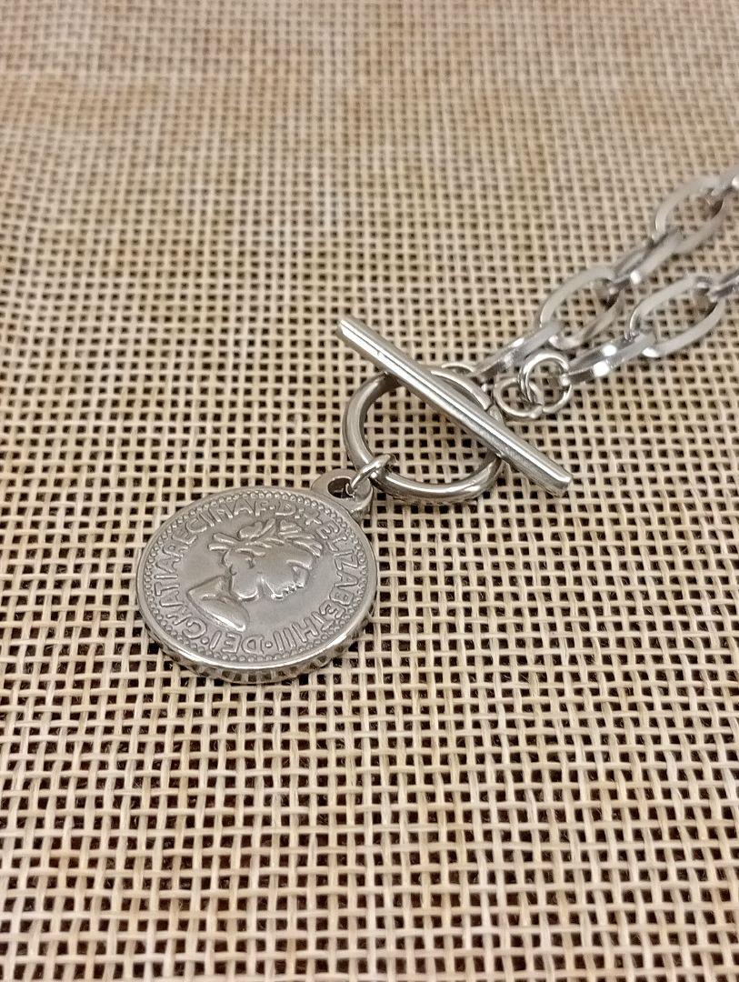 ヴィンテージ シルバー コイン チェーン リンク ネックレス