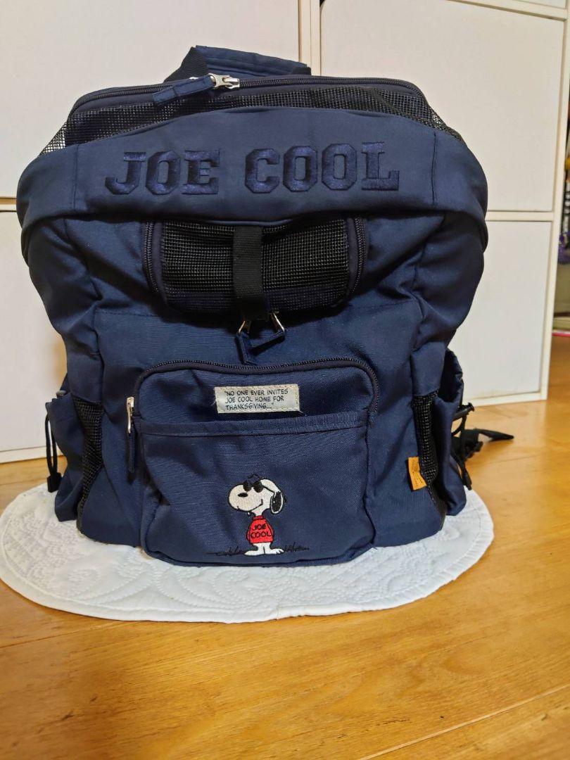 スヌ－ピ－ハグ＆リックキャリーバッグネイビ－小型犬、美品