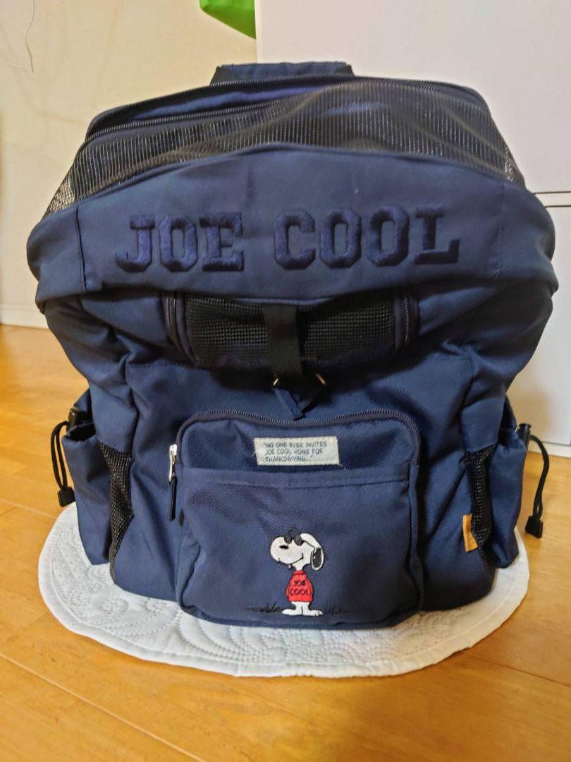 スヌ－ピ－ハグ＆リックキャリーバッグネイビ－小型犬、美品