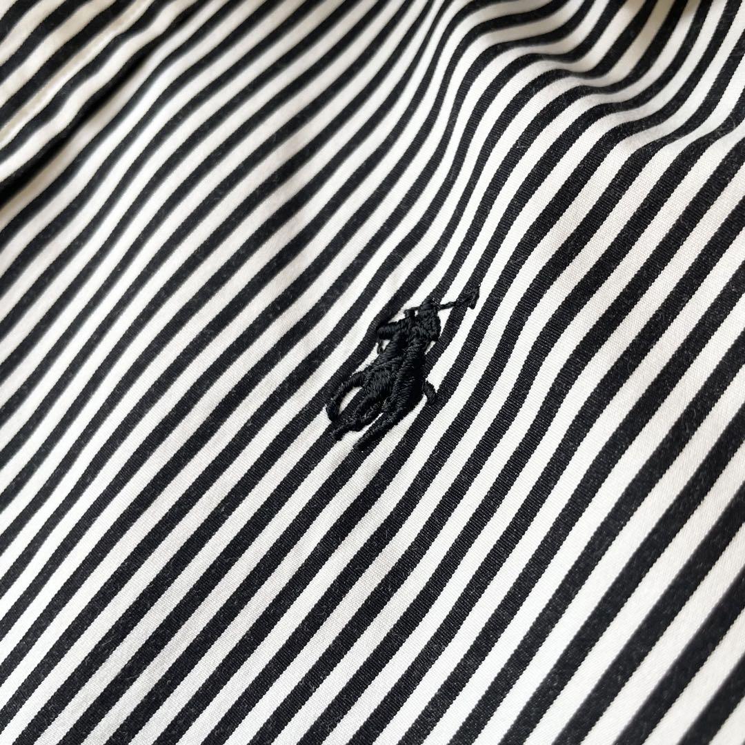 極美品 現行 ラルフローレン L/S shirt 0 stripe 黒白