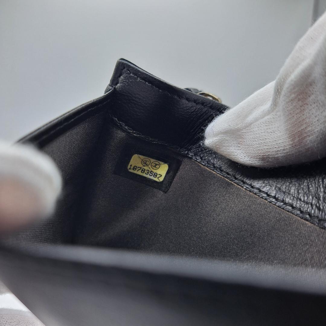 CHANEL　カメリア　ラムスキン　ブラック 二つ折り財布　長財布　財布