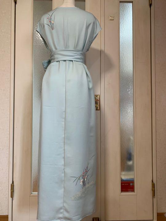 お着物 リメイク ロングワンピース 腰紐リボン付き ハンドメイド お着物 リメイク ロングワンピース 腰紐リボン付き ハンドメイド