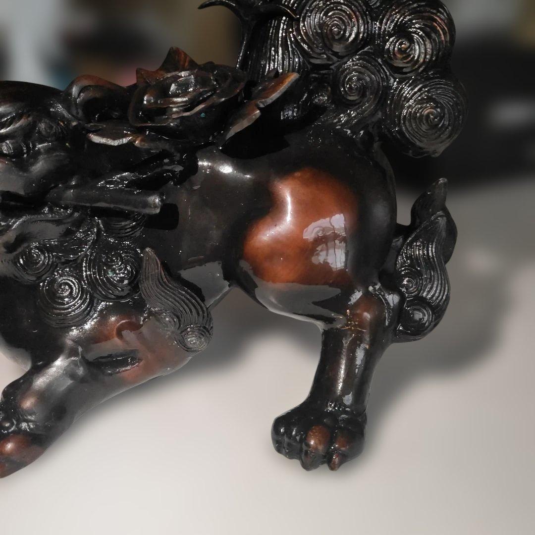 照雲 唐獅子牡丹 銅製 置物 縁起物 - メルカリ