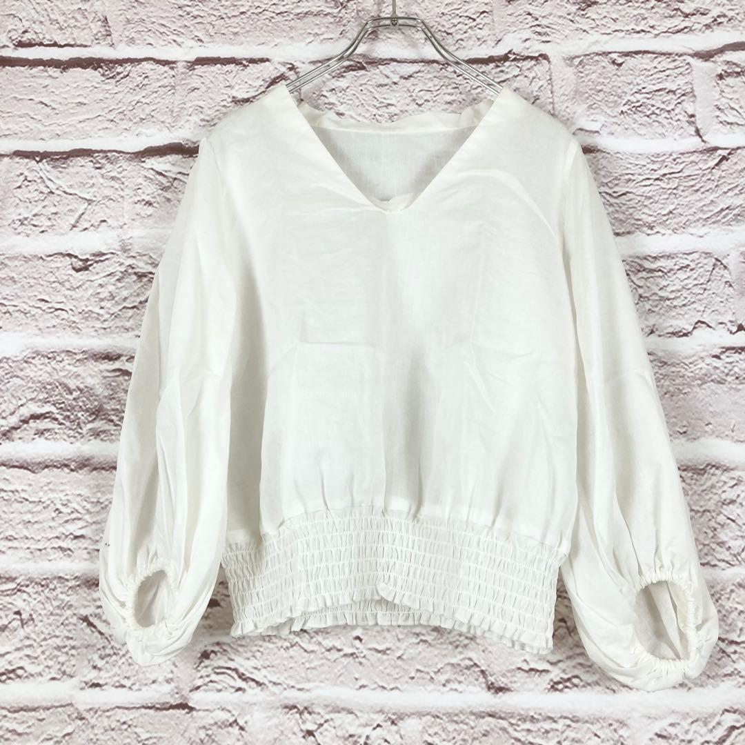 r400 ADAM ET ROPE ホワイト バルーンスリーブブラウス F SIZE Adam et Rope