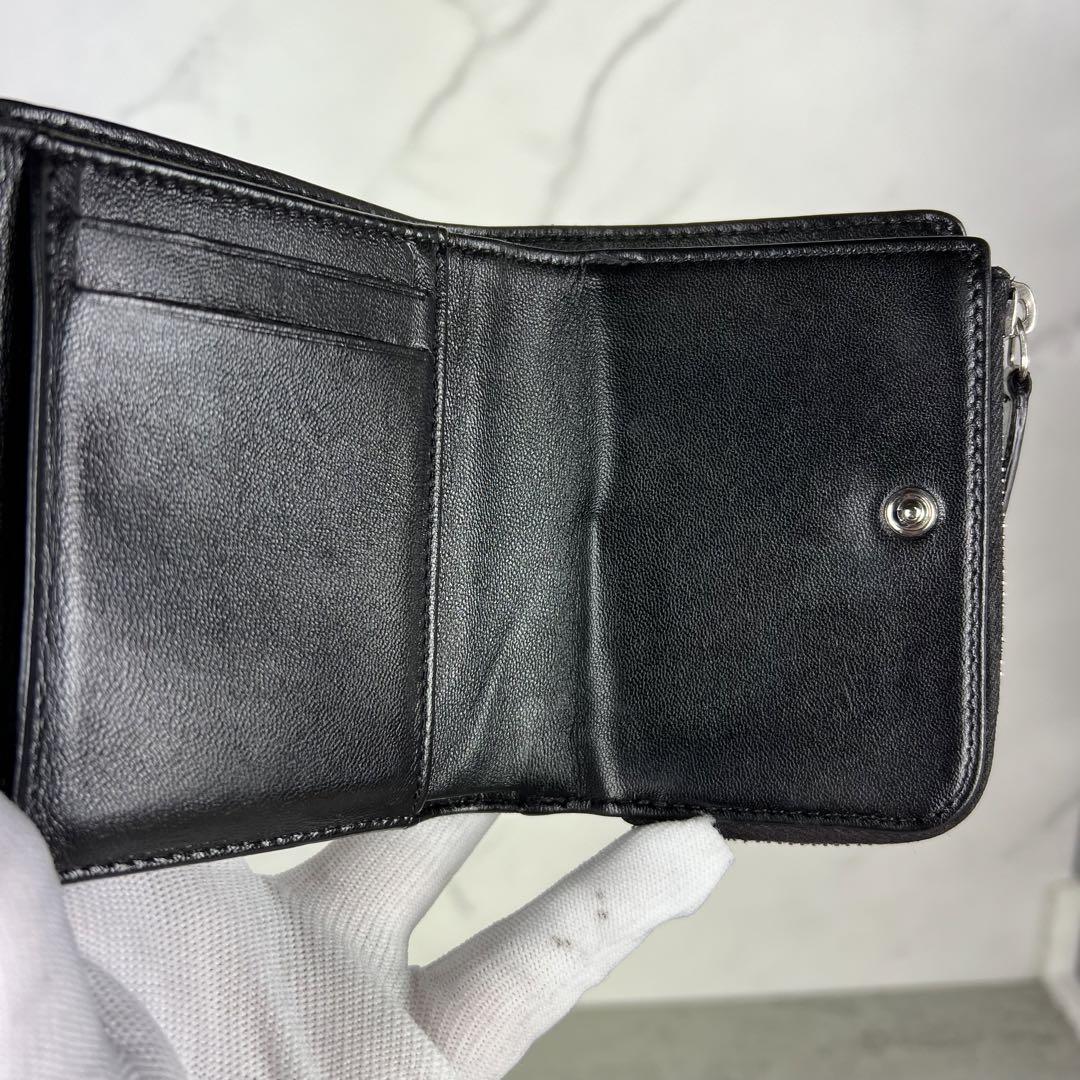 CHANEL ラムスキン　マトラッセ　三つ折り　コンパクト財布　コインケース