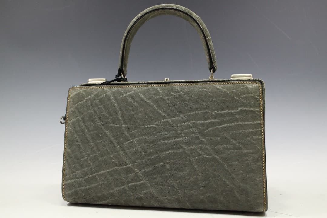 【ヴァレクストラ本物】ハンドバッグ/象革/エレファントレザー/グレー系