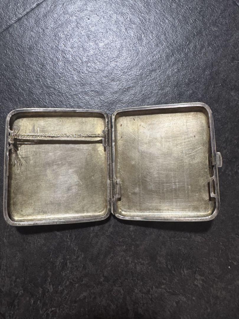 美品 1930年代(昭和初期◆幾何学模様 シルバー製(銀製)二つ折りタバコケース ヴィンテージ シガレットケース 1930年代製 タバコケース