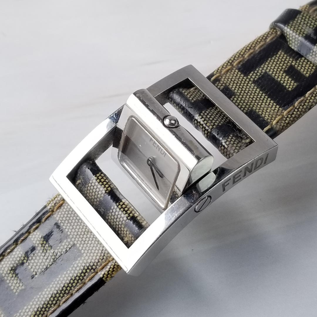 稼働品】FENDI ジャイロ スクエア クォーツ ズッカ柄 腕時計