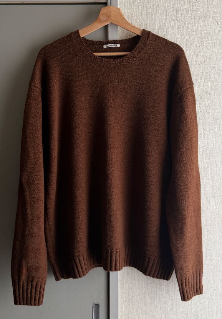 【美品】AURALEE UNEVEN WOOL CORD KNIT P/O