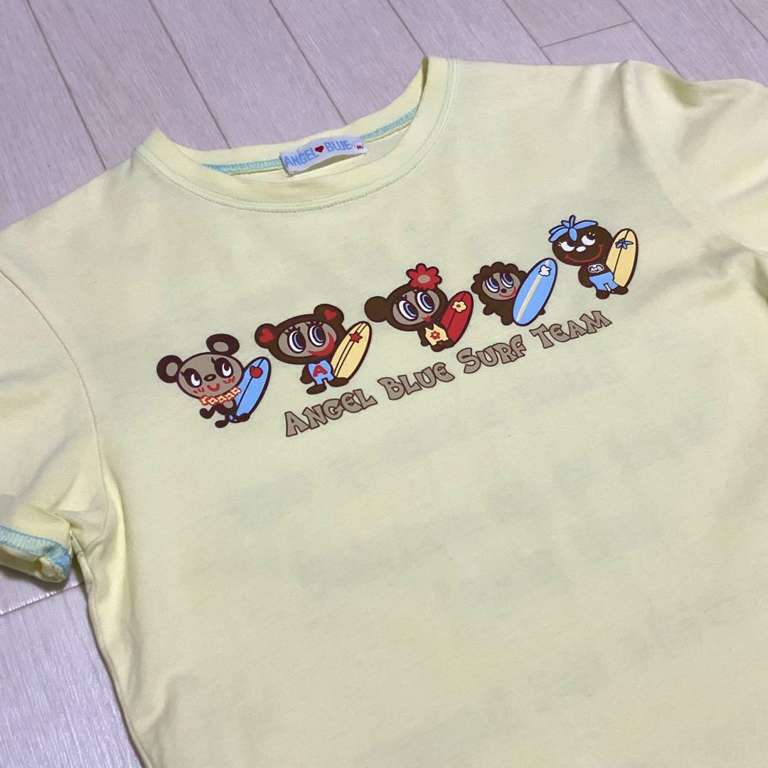 Y2K 平成 ギャル エンジェルブルー Tシャツ ピチT 短丈 女児
