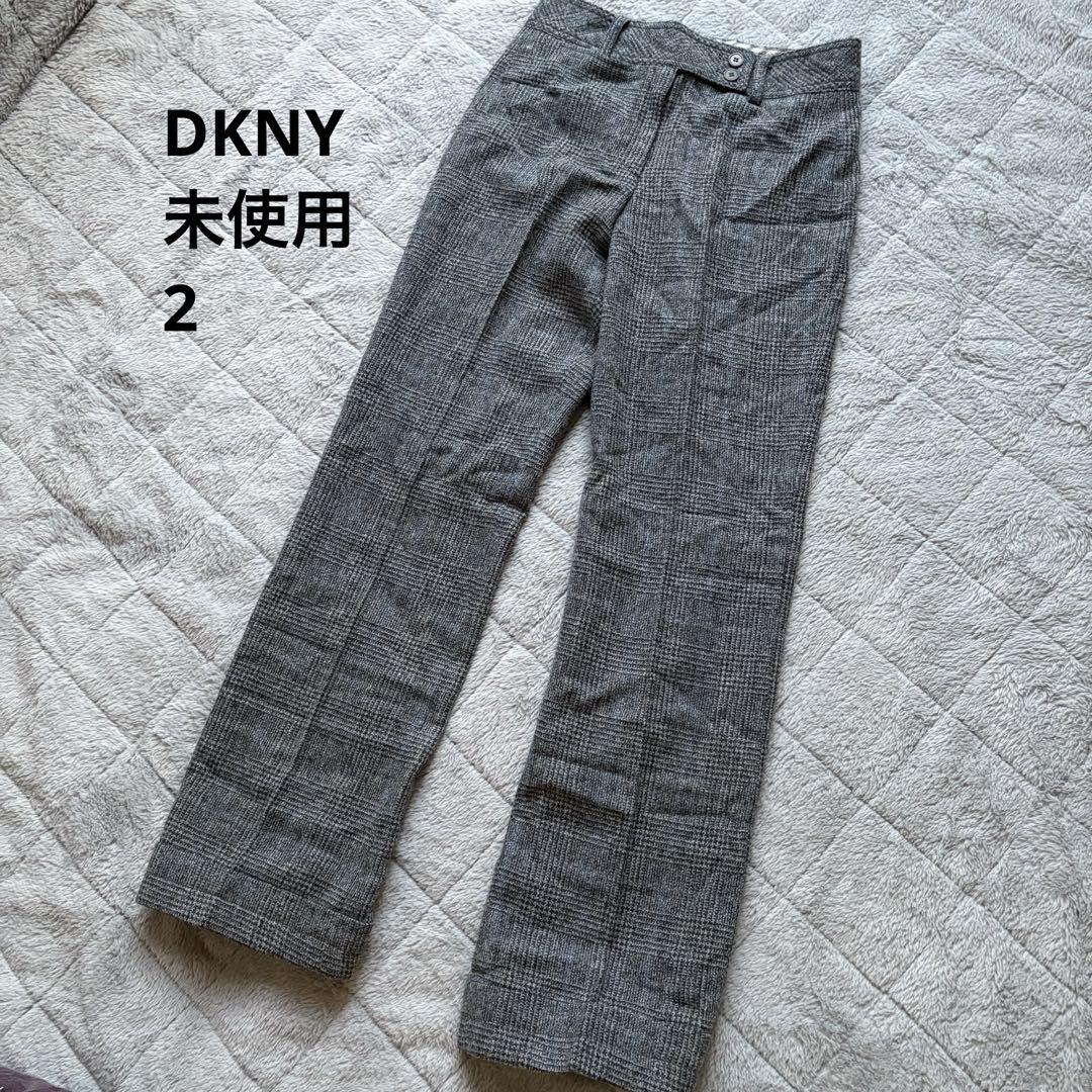 未使用 DKNY ディーケーエヌワイ ウール チェック パンツ タグ付き