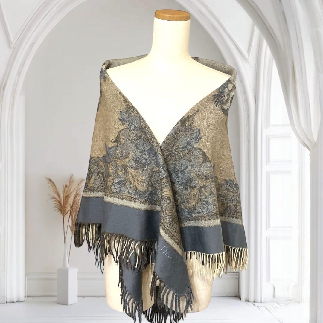 美品】Christian Dior ショール 大判 旧ロゴ ウール