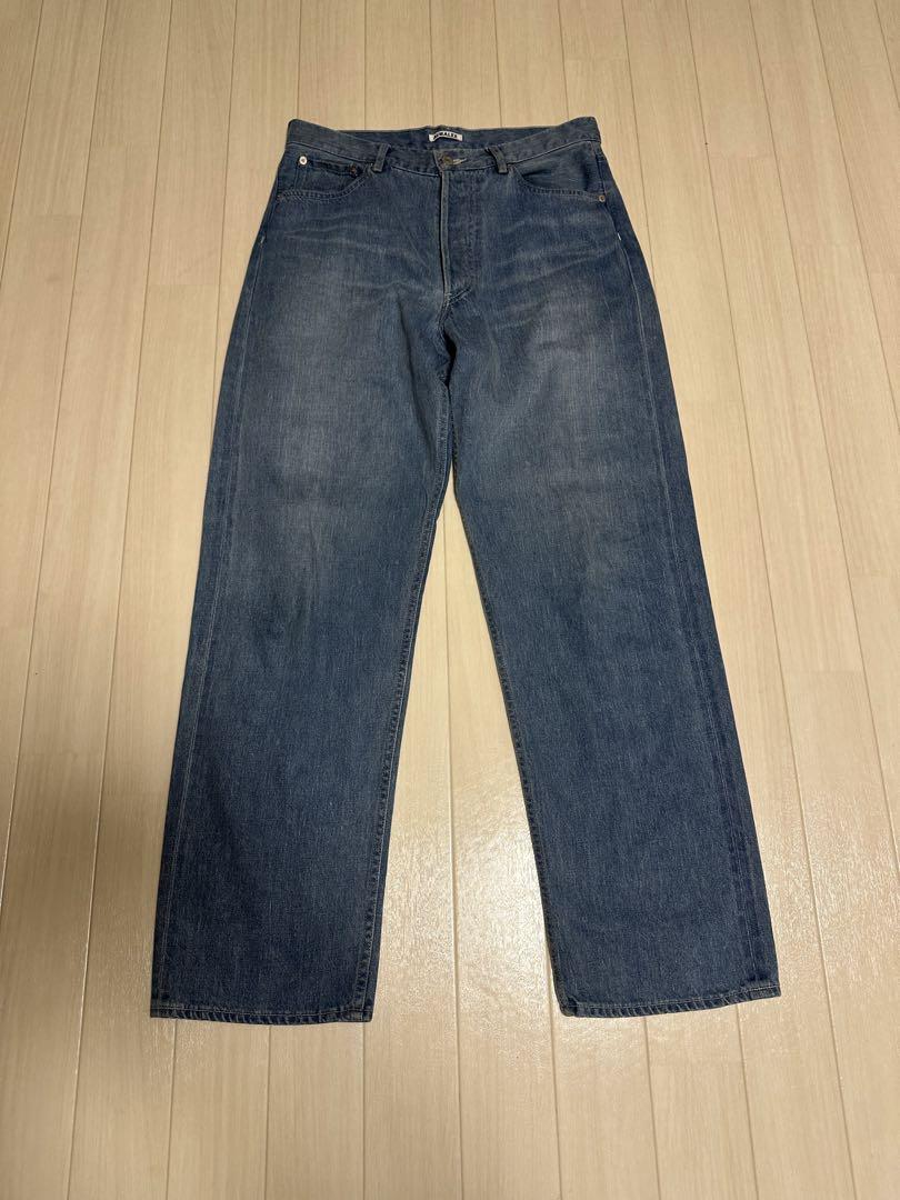 AURALEE SELVEDGE FADED LIGHT DENIM WIDE