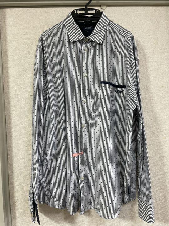 ケース販売 アルマーニのストライプシャツ/ネイビー×白/3XL シャツ ケース販売 アルマーニのストライプシャツ/ネイビー×白/3XL シャツ