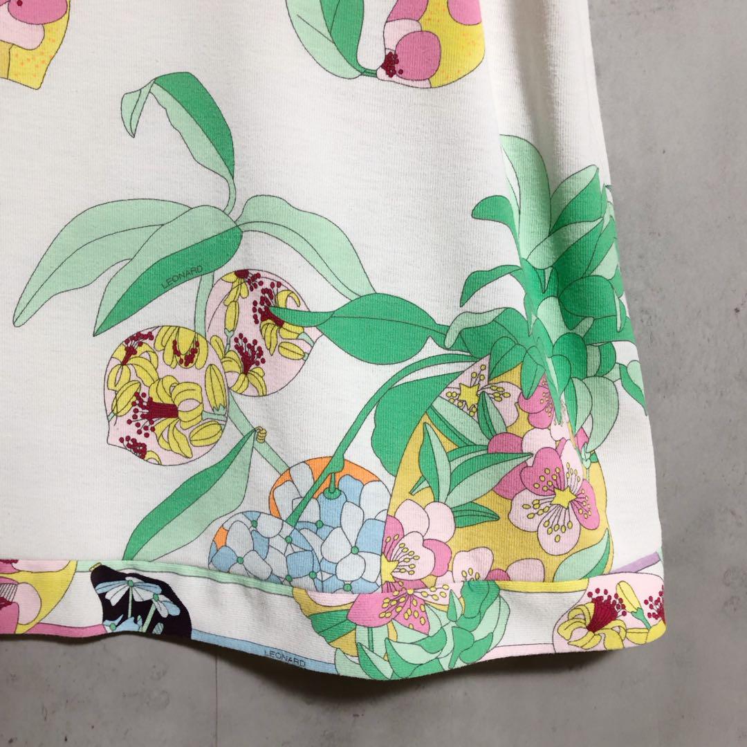 レオナール スポーツ Tシャツ 40 花柄 フルーツ柄 総柄 半袖