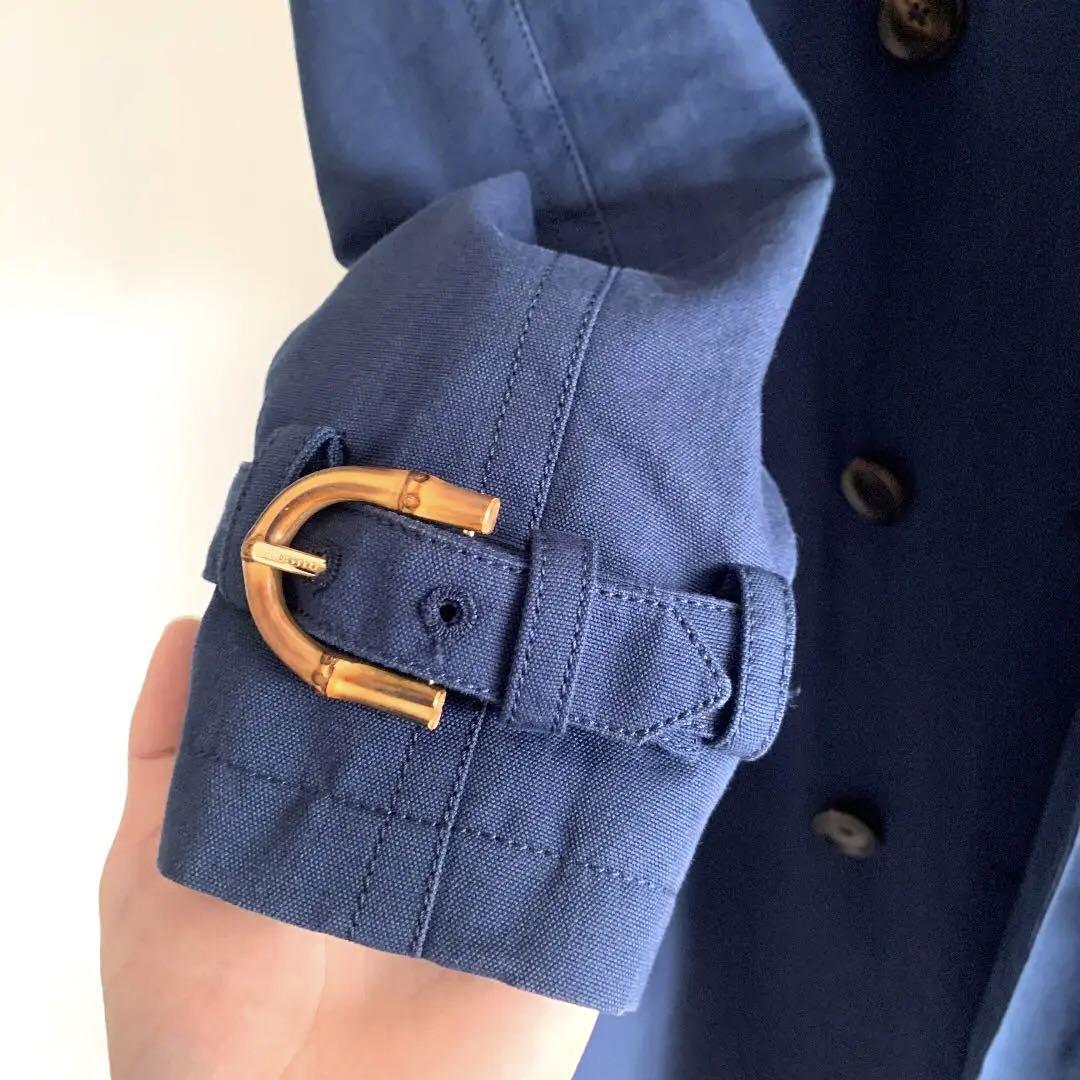 GUCCI グッチ　トレンチコート ネイビー　50周年限定　紺　フローラ