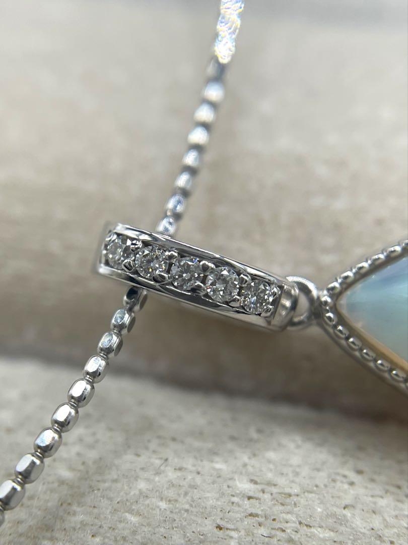 JF3★高級 オパール4.19ct ダイヤ K18WG ネックレス 鑑付