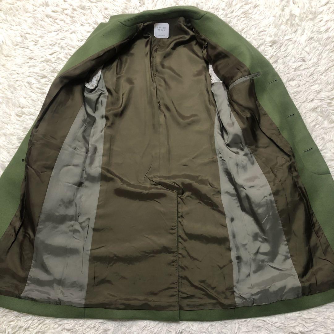 UNITED TOKYO 1サイズ チェスターコート 緑 ロングコート ウール