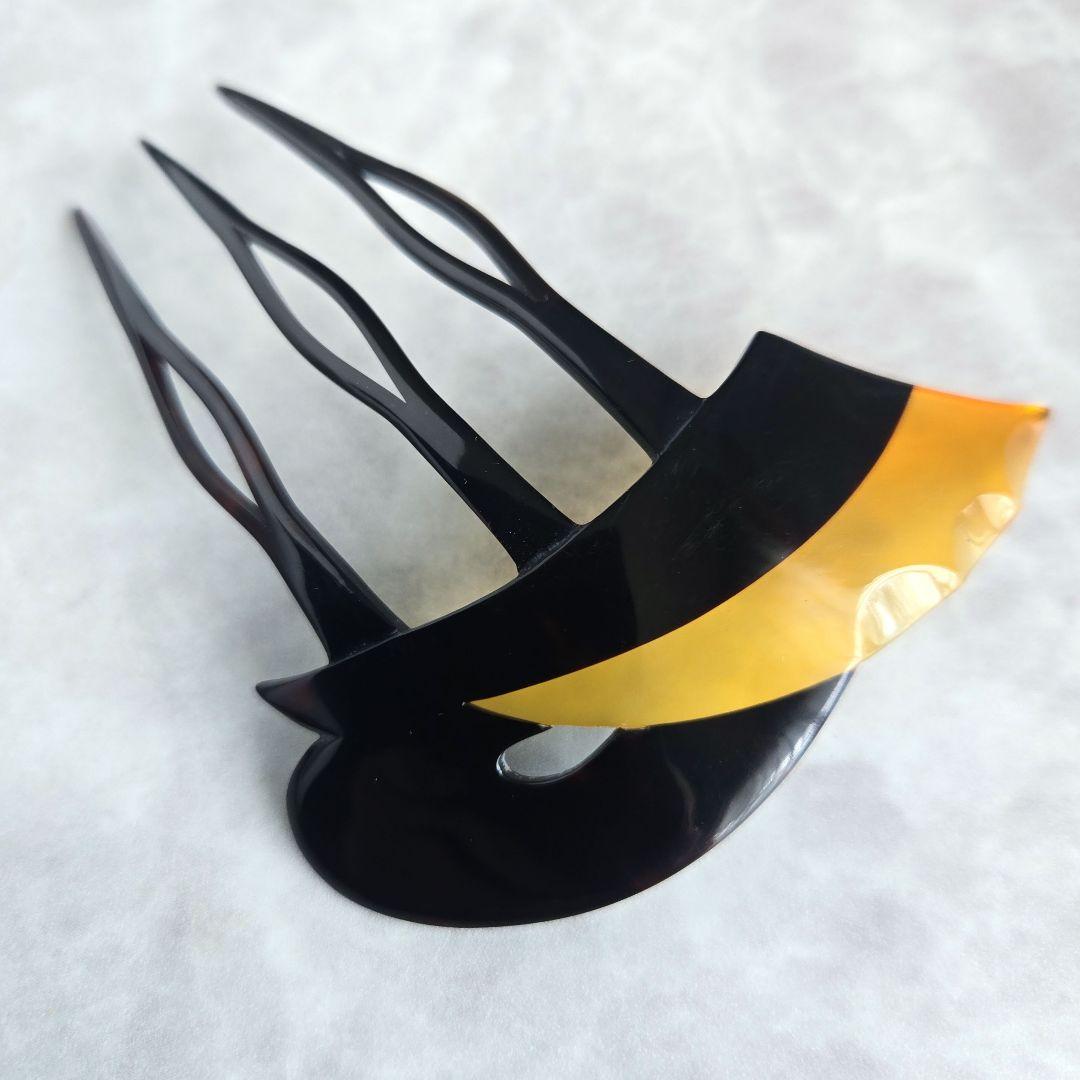 アンティーク風　鼈甲　簪　かんざし　白甲　べっ甲　R9　バチ型　和装　着物　浴衣