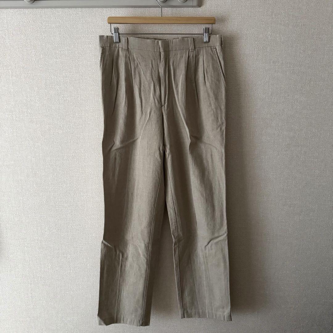 80s リネン混 スリータック スラックス usa製