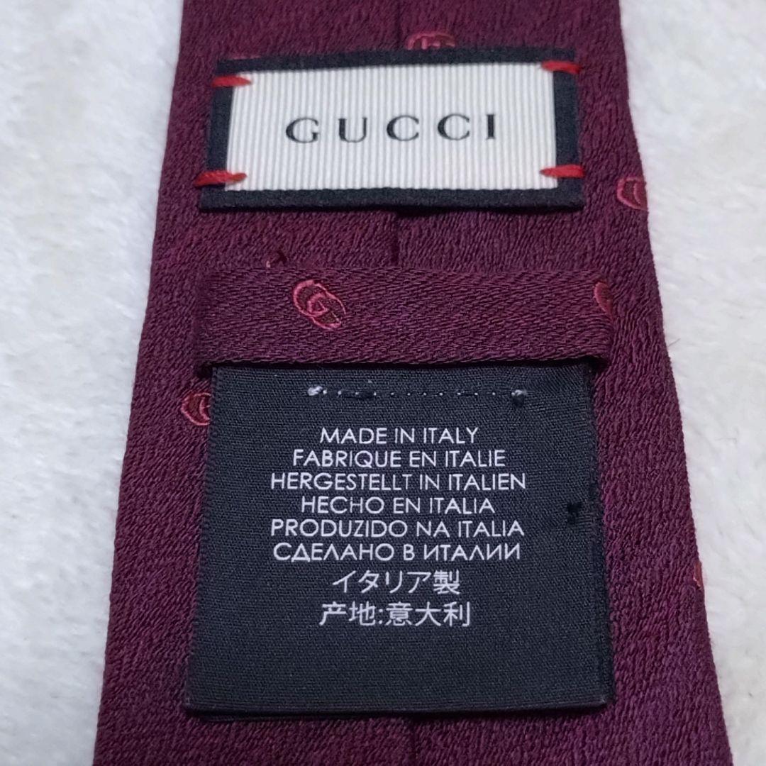 極美品■GUCCI　グッチ　ネクタイ　ワインレッド系　GG柄