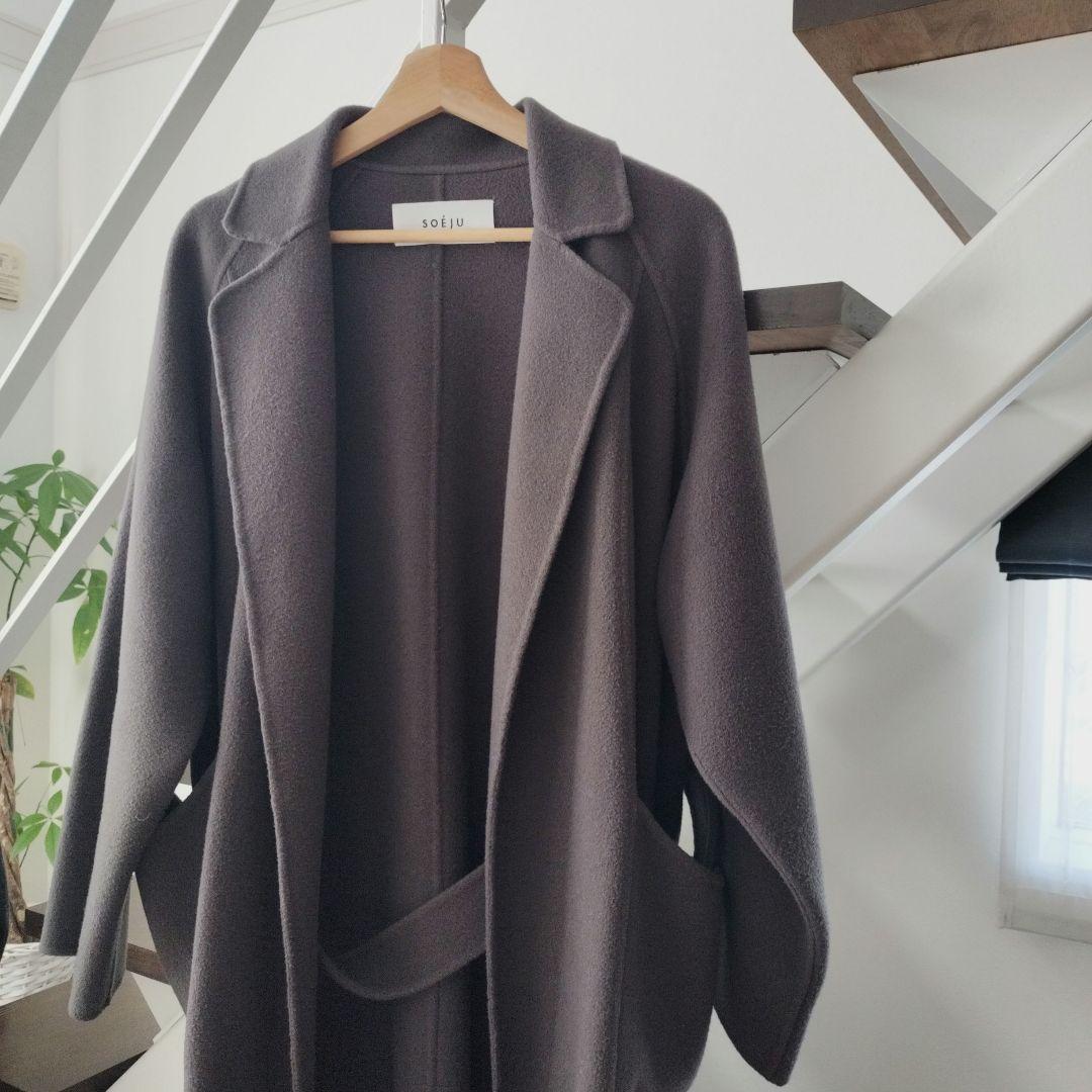 ♡美品 soeju ウールリバーローブコート CHARCOAL♡