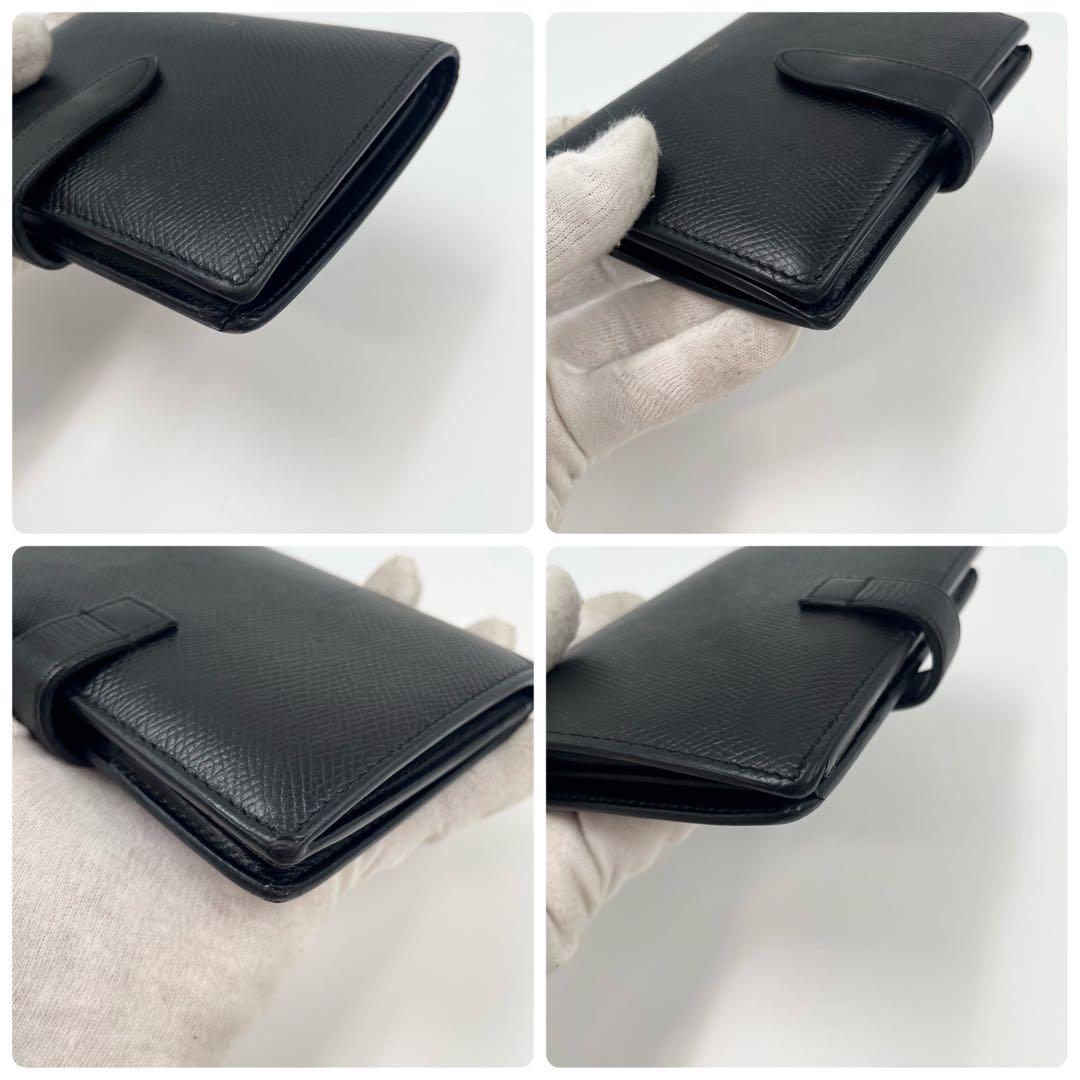 【✨現行ロゴ 希少】セリーヌ ミディアムストラップウォレット 二つ折り ブラック