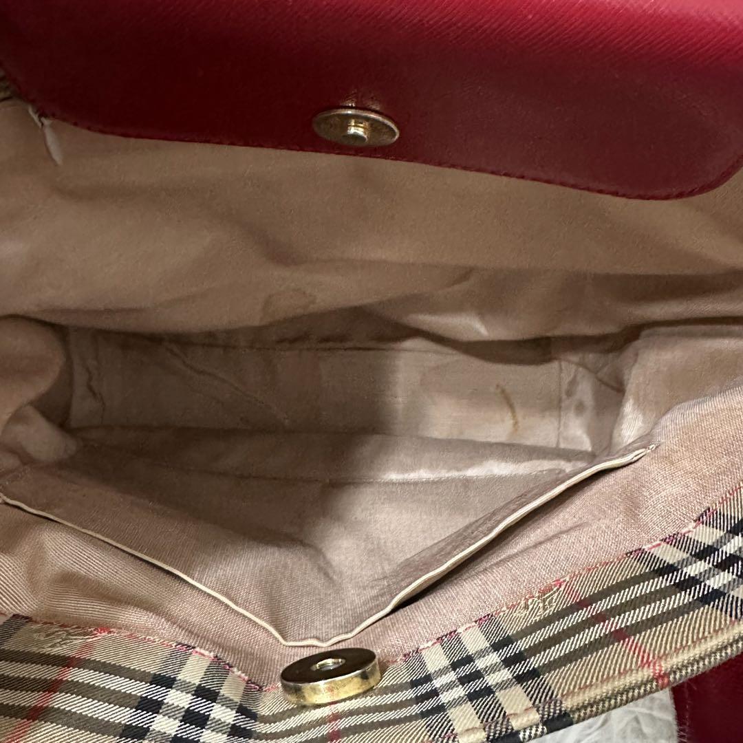 バーバリー Burberry ハンドバッグ ノバチェック チャーム 赤
