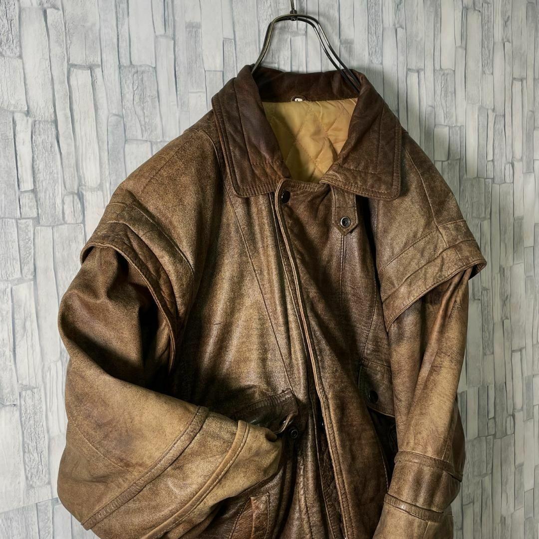 クールデザイン ラムレザー フライトジャケット G1 ブラウン メンズLサイズ