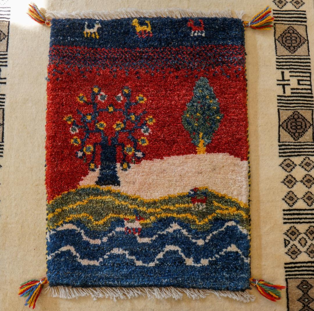 60×40cm 【ペルシャ絨毯 手織りギャッベ】アマレ族ギャッベ ギャベ- 60×40cm 【ペルシャ絨毯 手織りギャッベ】アマレ族ギャッベ ギャベ-