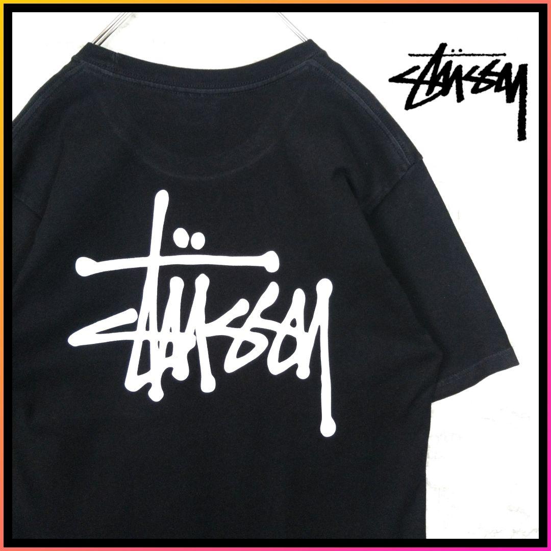 STUSSY】ステューシーロゴ Tシャツ 黒×ホワイト - メルカリ