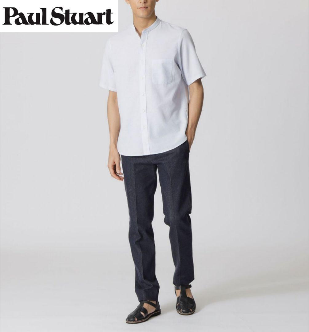 Paul Stuart ポールスチュアート 麻混モシャ バンド シャツL PaulStuart