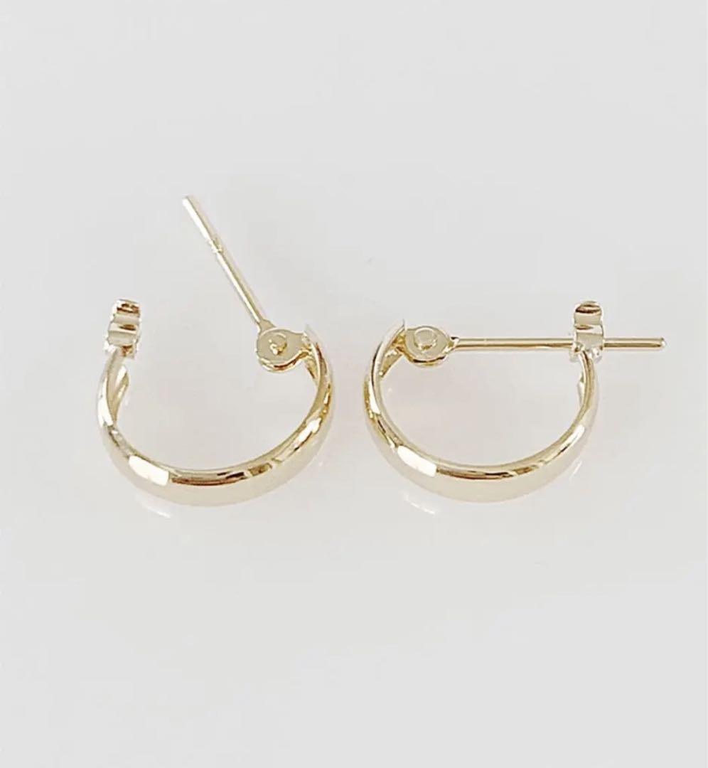 大特価！！K18 甲丸スナップ　ピアス　フープピアス