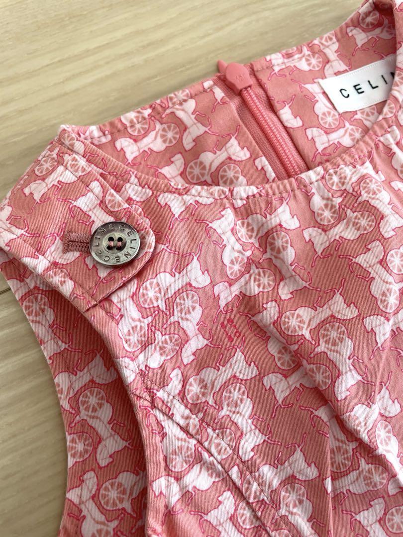 美品セリーヌCELINEサルキーライン馬車柄珍しいワンピース90sz美品可愛い♡