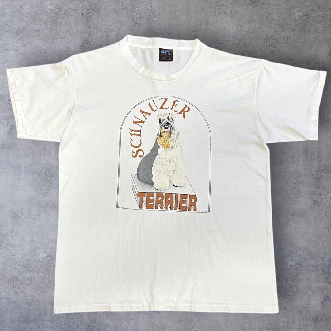 90sUSA製 アニマル犬DOG シュナウザー アートTシャツ 在原みゆ紀