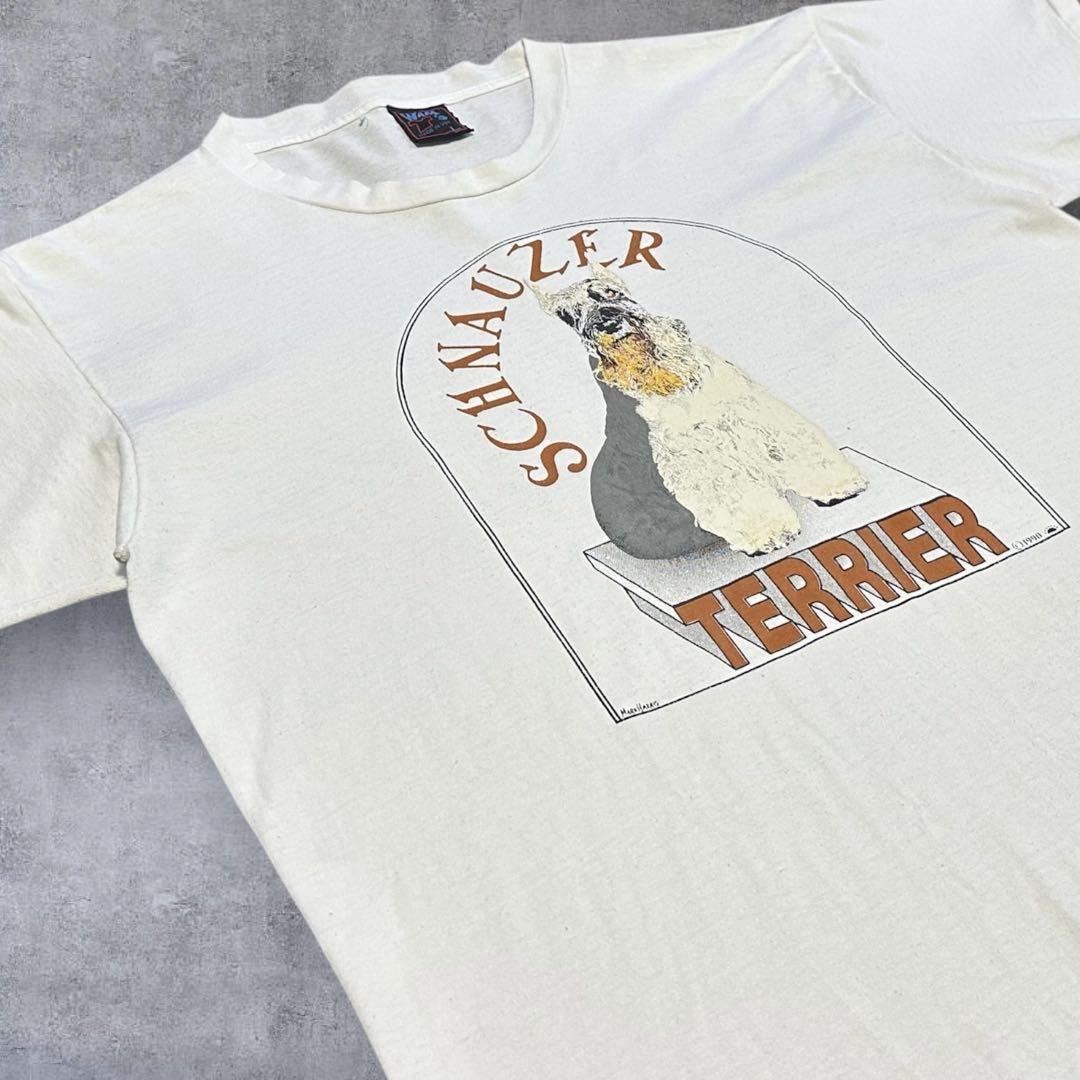 90sUSA製 アニマル犬DOG シュナウザー アートTシャツ 在原みゆ紀