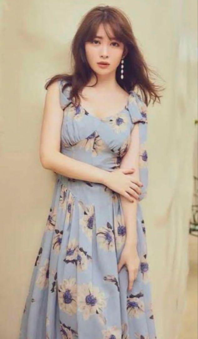 ワンピース Herlipto Sunflower-Printed Midi Dress S
