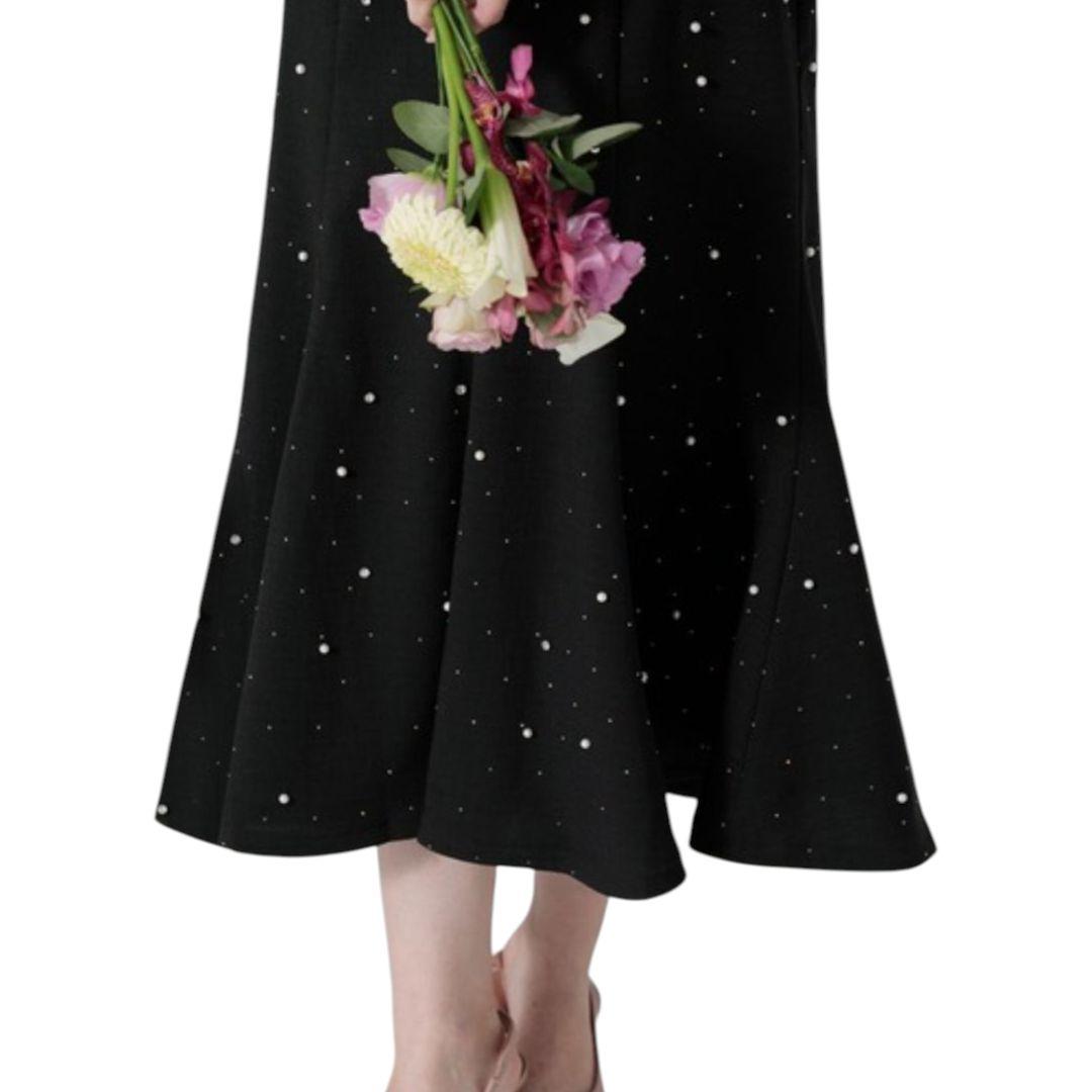 【タグ付き】LEJA パールビジュープリーツフレアスリーブマーメイドドレス 【タグ付き】LEJA パールビジュープリーツフレアスリーブマーメイドドレス