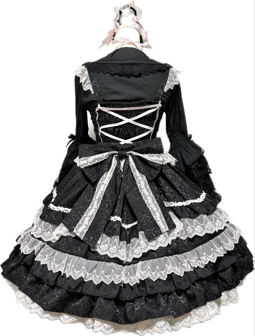 【シュガーガール】Rococo Princessドレスセットアップ 黒×ピンク