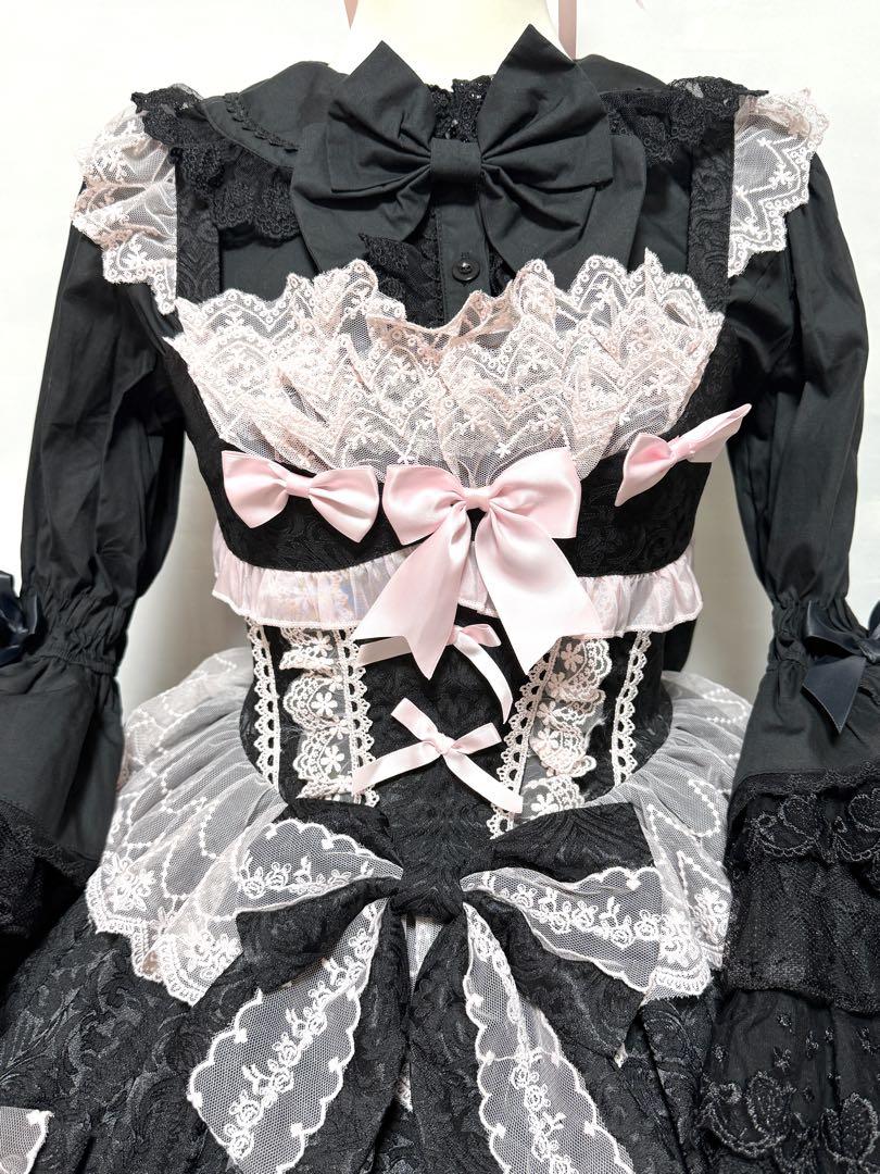 【シュガーガール】Rococo Princessドレスセットアップ 黒×ピンク