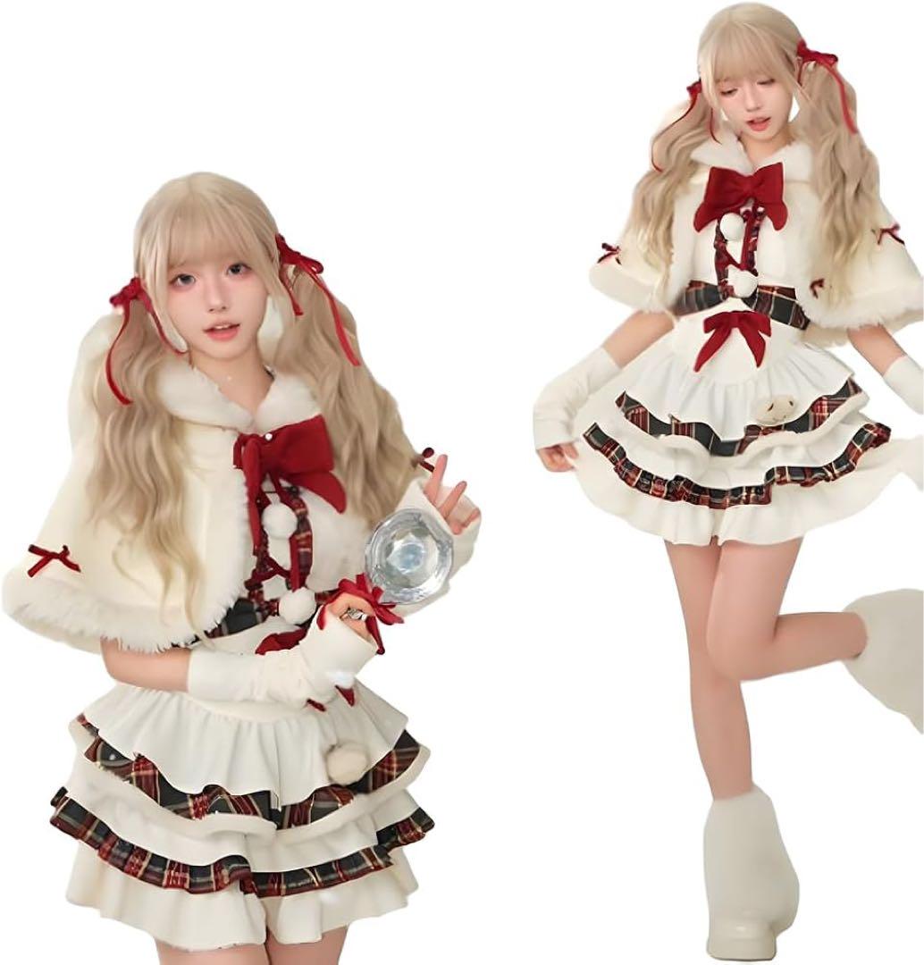 スフォン サンタワンピース ホワイト Lサイズ クリスマス コスプレ コンカフェ