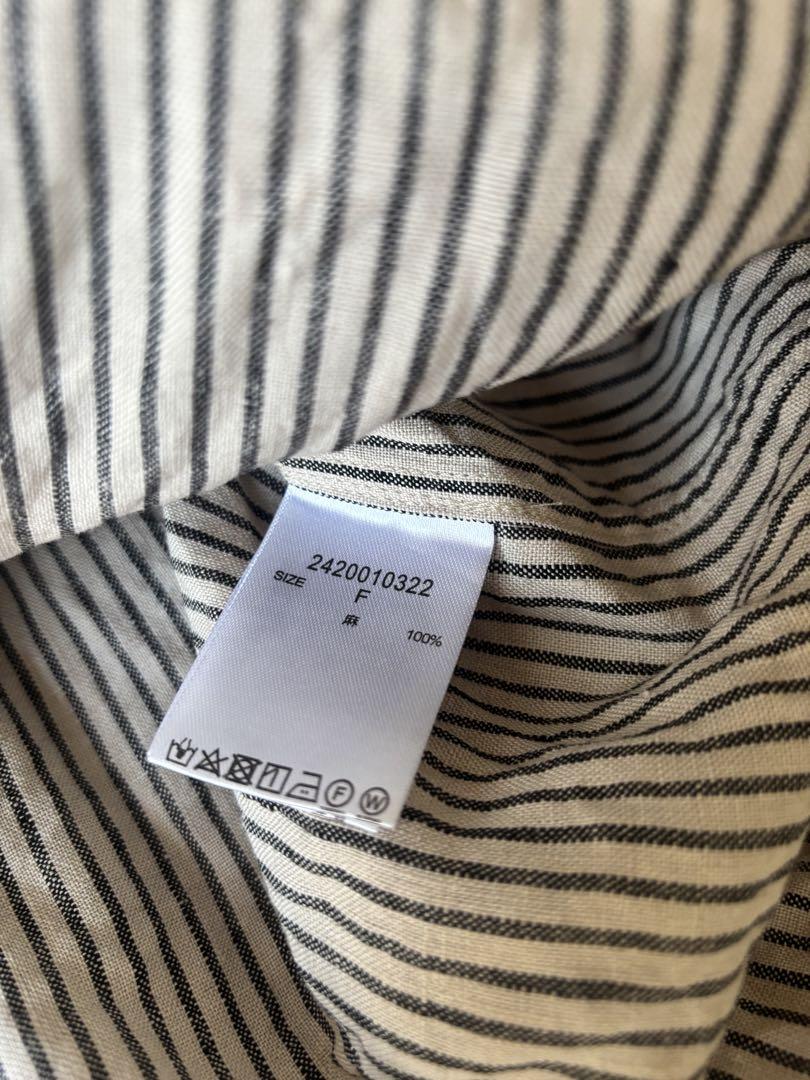 美品　バビロン　24SS リネンストライプシャツ　オーバーサイズ　ベージュ　麻