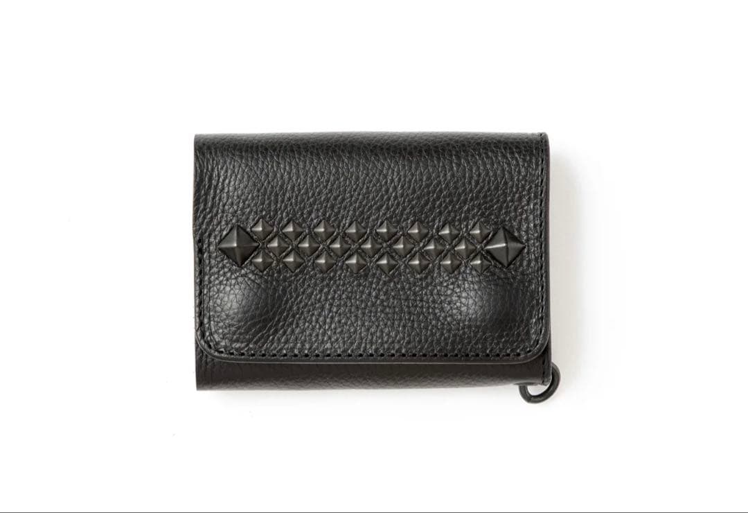 CALEE BLACK STUDS LEATHER WALLET