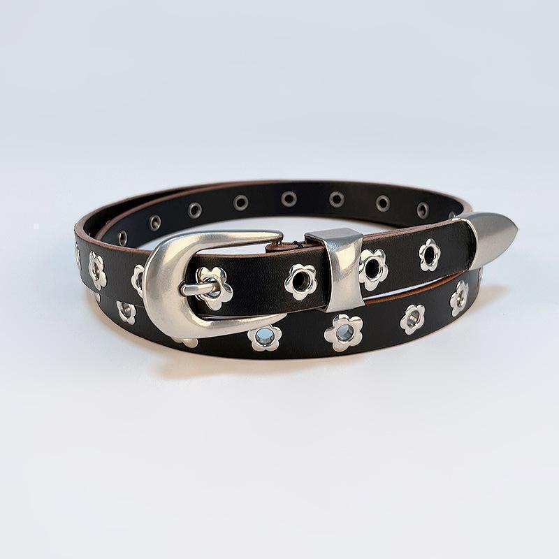 ウエスタンバックルベルト　フラワーモチーフ　男女兼用 2cm BELT 2