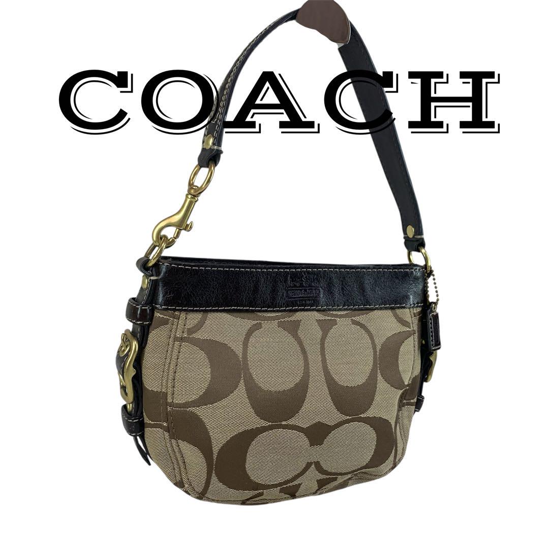 【美品】COACH コーチ シグネチャー ミニハンドバッグ ブラウン 41856バッグ