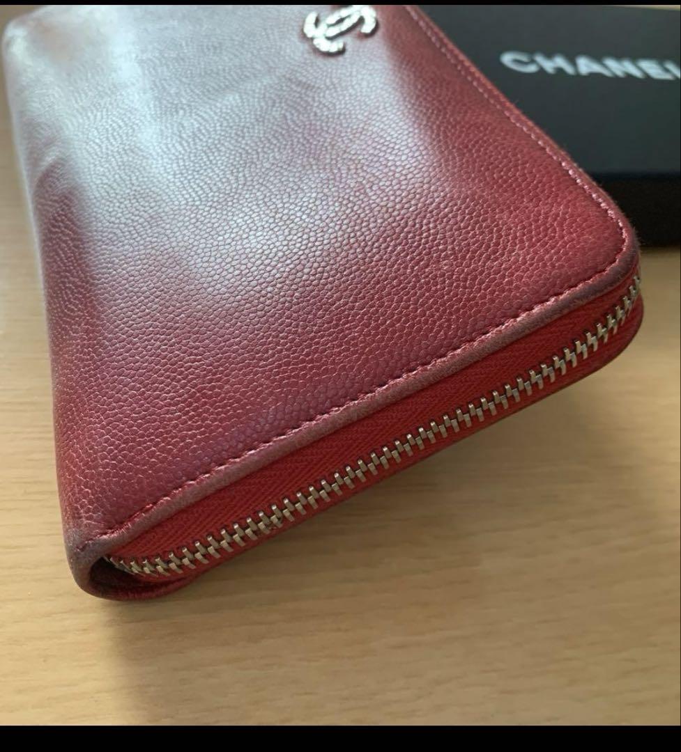 CHANEL財布 赤キャビアスキン